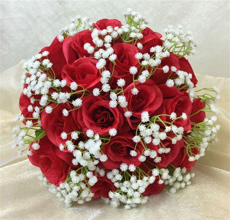 We are based in melbourne. Artificial Silk Flower Red Roses/Baby's Breath Flowers ...