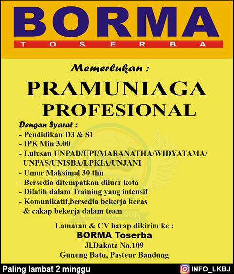 Namun salah seorang korban tabrak lari di wilayah sukajadi kota bandung, sempat mencatat nomor polisi mobil toyota avanza warna putih tersebut. BORMA Toserba - Lowongan Kerja Bandung Jawabarat