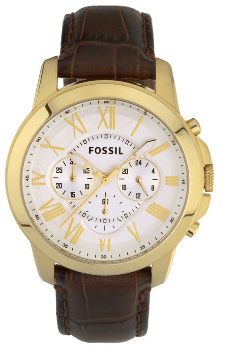Fossil Mens Grant Chronograph Brown Leather Watch Fs4767