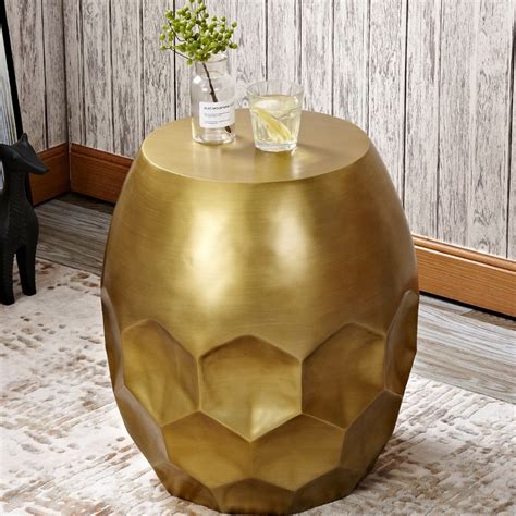 Luxury Modern Stylish Drum Shaped End Table Round End Table Metallic