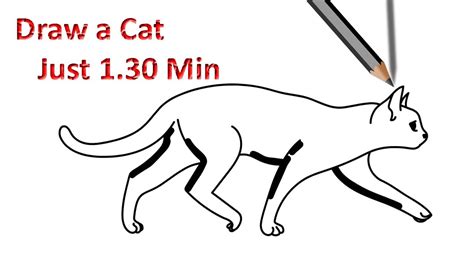 How To Draw A Cat Walking Step By Step Easy Drawing Youtube