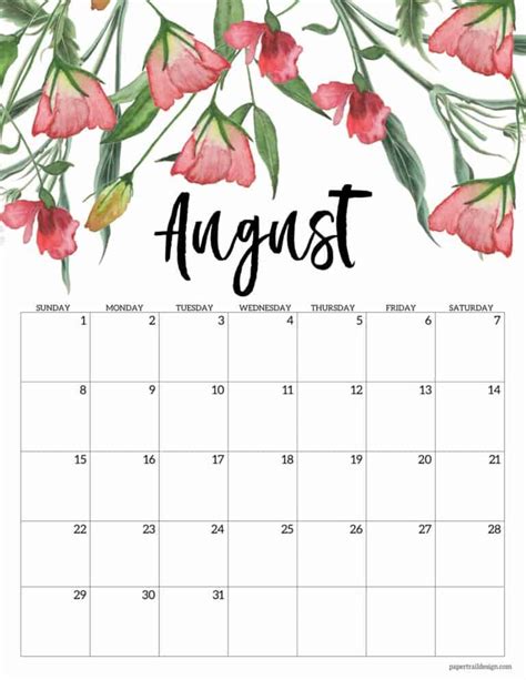 Free Printable 2021 Floral Calendar Artofit