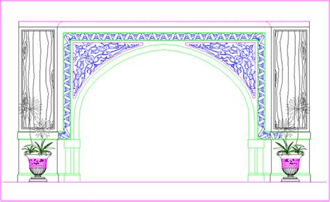 Islamic Art Design Of Door With Column View Dwg File