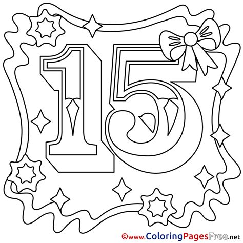 Happy 15th Birthday Coloring Page