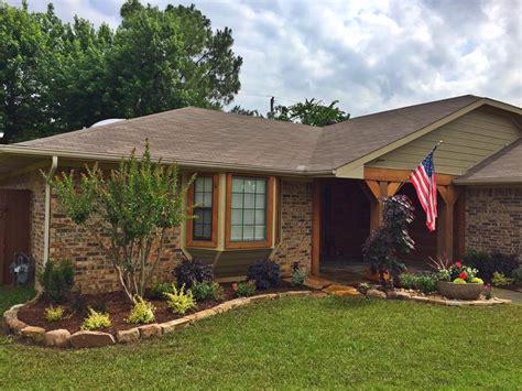 Landscaping can soften edges and angles position the tree or trees so that roots will not interfere with the home's foundation or with front walkways or sidewalks. Ranch Style Landscape | Remodeling Contractor | Complete Solutions | Flower Mound, TX