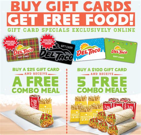 Use this valid del taco promo code today. DEL TACO $$ Buy Gift Cards, Get FREE Food! | Del taco ...