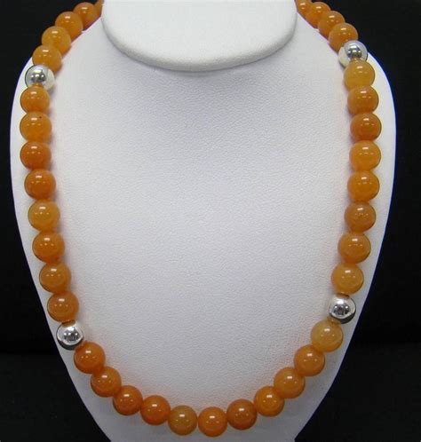 JAY KING MINE FINDS DTR 925 STERLING SILVER PEACH ORANGE BEAD NECKLACE