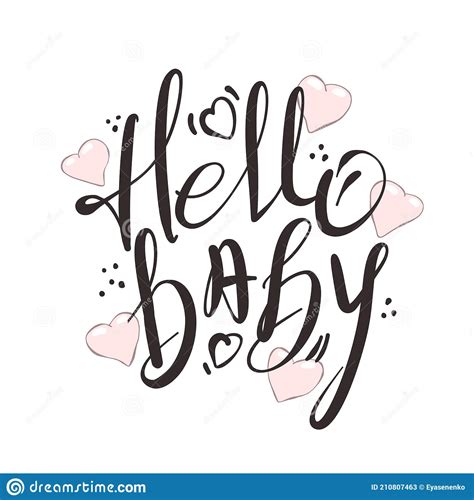 Hello Baby Hand Drawn Lettering Vector Elements For Greeting Card