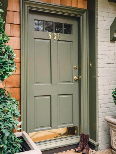 Olive Green With Red Brick Best Front Door Colors Best Front Doors