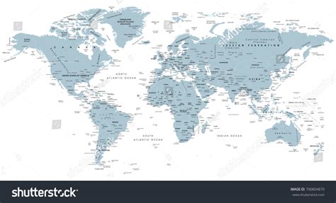Political Map World Blue World Mapcountries Stock Vector Royalty Free