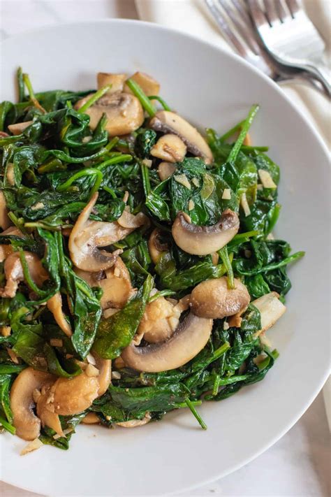 Balsamic Spinach And Mushrooms Served From Scratch