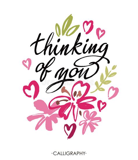 Thinking Of You Vector Brush Calligraphy Handwritten Ink Lettering