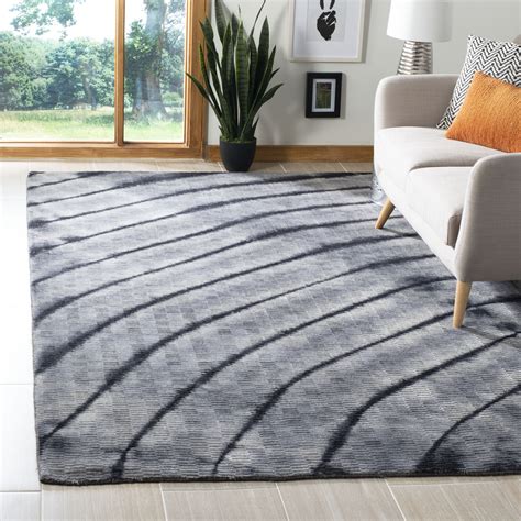 Safavieh Expression Shag Abstract Striped Wool Area Rug Grey 6 X 9