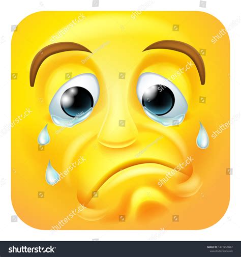 Sad Crying Depressed Emoji Emoticon Square Stock Illustration
