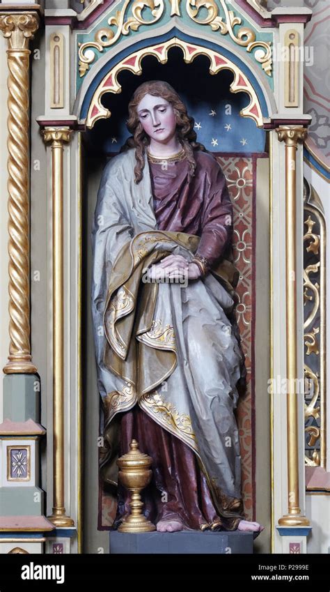 Saint Mary Magdalene Statue On The Sacred Heart Of Jesus Altar In The