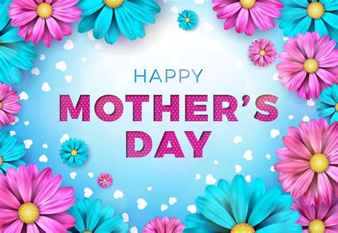 Premium Vector Happy Mother´s Day Greeting Card Design With Flower