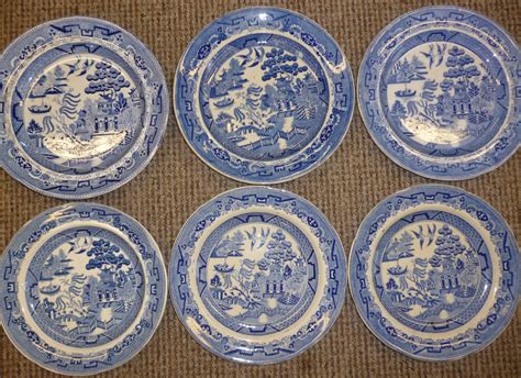 Antiques Atlas Matched Set Of Six Willow Pattern Dinner Plates