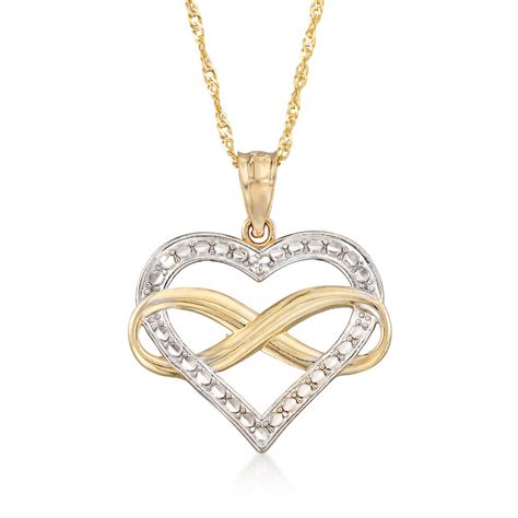 14kt Two Tone Gold Diamond Cut Infinity Heart Pendant Necklace Ross