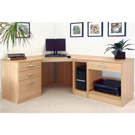 Small Office Corner Desk Set With 31 Drawers Printer Shelf And Cpu Unit