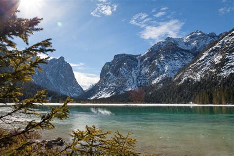 Lake Dobbiaco Lago Di Dobbiaco Dolomites South Tyrol Alto Adige