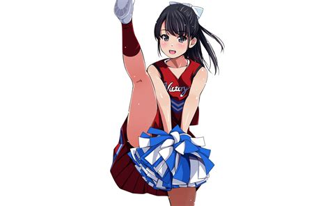 Aliasing Black Hair Blush Bow Cheerleader Gray Eyes Long Hair Matsunaga