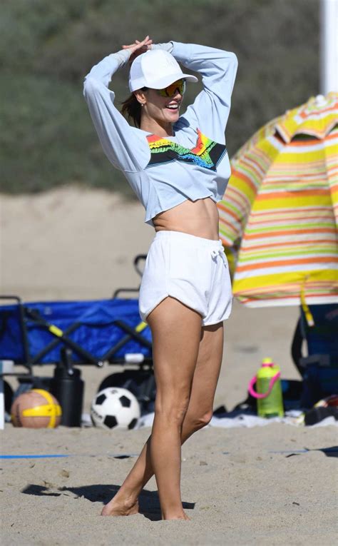 Alessandra Ambrosio In A White Shorts Enjoys A Beach Day In Santa Monica 10232022 6 Lacelebsco