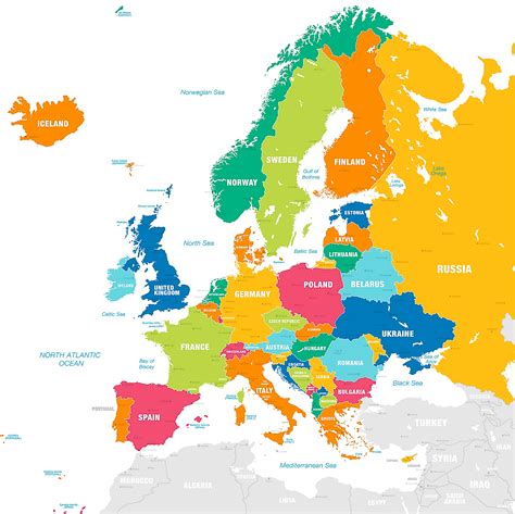 Europe Countries Regions Named Vector Map Gambaran