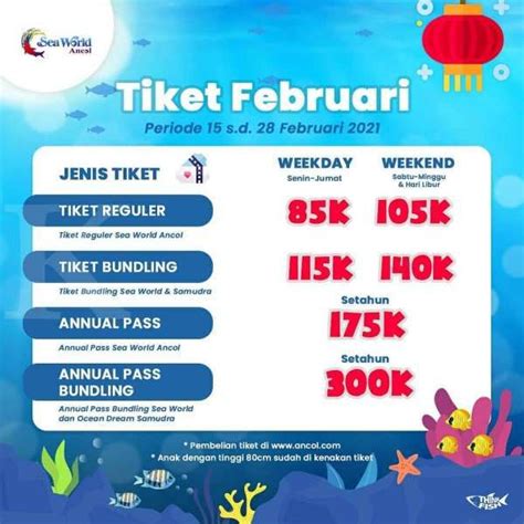 Biasanya harga tiket masuk untuk wisata waterpark dibandrol dengan paling minimal 50.000 idr per orang hingga ratusan ribu. Promo tiket masuk Sea World Ancol berlaku sampai 28 ...