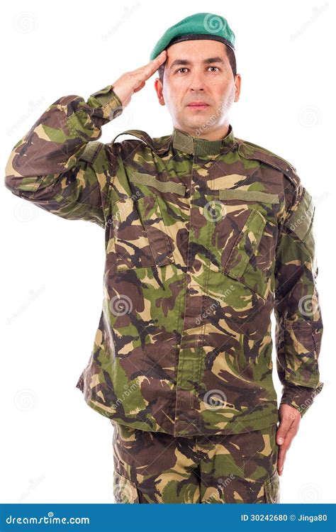 Young Army Soldier Saluting Stock Photo Image 30242680