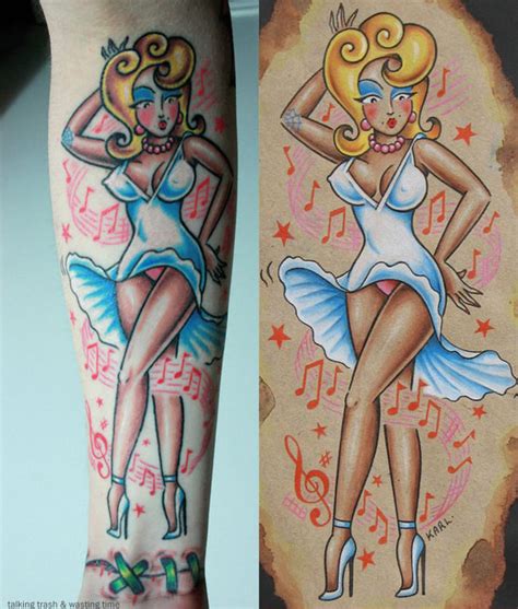 Forearm Pin Up Girl Tattoo Inspiration Now Thats Peachy