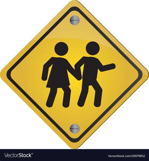 School Crossing Traffic Sign Icon Royalty Free Vector Image