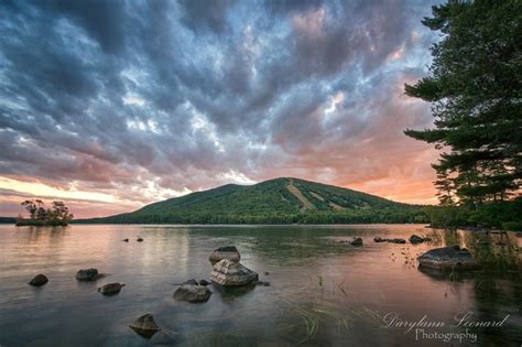Sunset Over Moose Pond And Pleasant Mountain In Bridgton Maine Photo