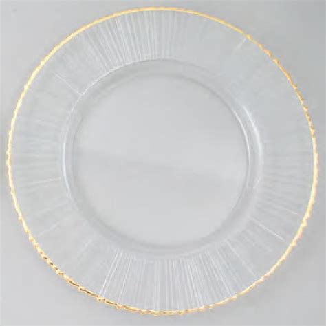 Glass Charger Plate Ray W Gold Rim Set