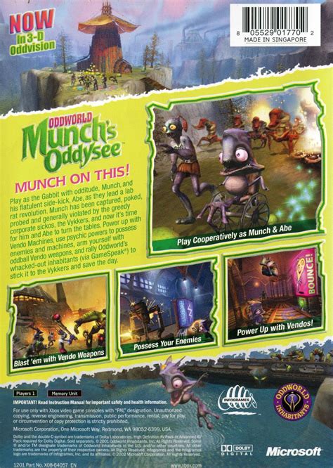 Oddworld Munchs Oddysee 2001 Box Cover Art Mobygames