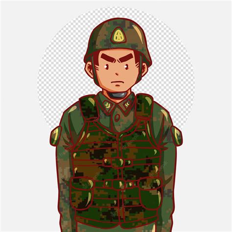 Premium Psd Soldier In Brown Green Uniform Illustration