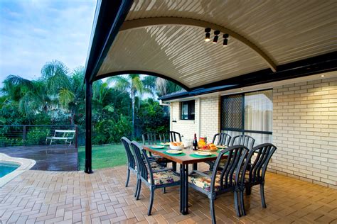 Patio With Curved Roofs Stratco Outback Curved Roof Patio