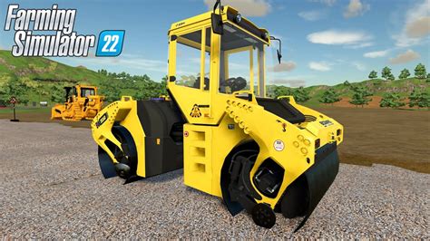 Farming Simulator 22 Bomag Roller Compactor Building A Road Youtube