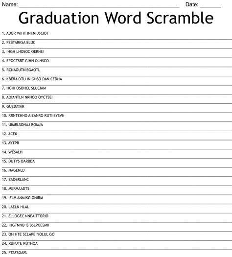 Graduation Word Search Wordmint