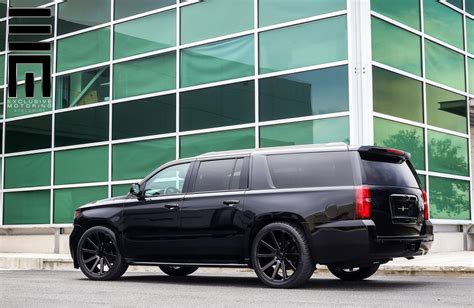 All Black Chevy Suburban On Custom Wheels By Exclusive Motoring Chevy
