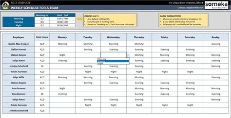 Rotation Schedule Excel Template Employee Worksheet Excel Etsy