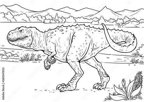 Carnivorous Dinosaur Giganotosaurus Dino Coloring Page And Coloring