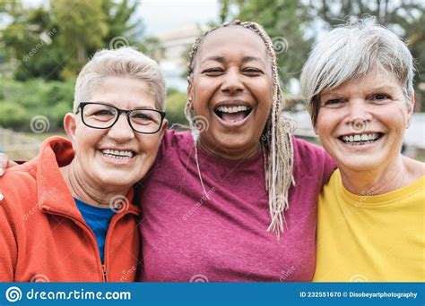 Multiracial Senior Women Having Fun Together After Sport Workout