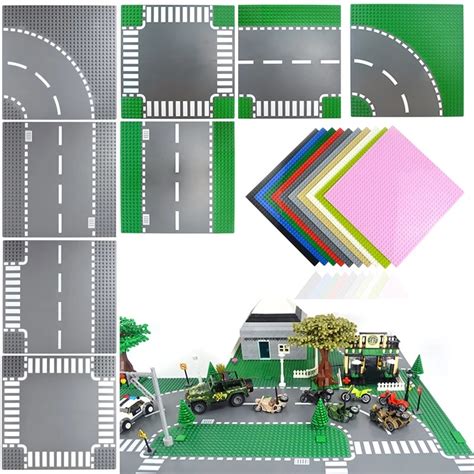 classic base plates 4 styles plastic assembly brick baseplate figures city street road plate