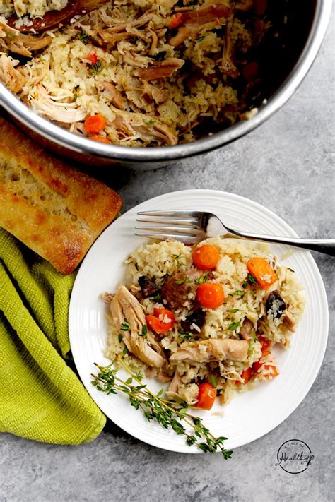 Add in the jasmine rice, broth, and water. Instant Pot Chicken and Rice - A Pinch of Healthy