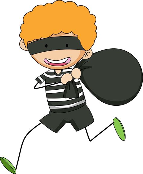 A Thief Doodle Cartoon Character Isolated 2845386 Vector Art At Vecteezy