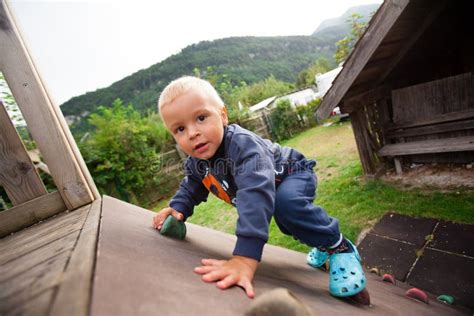 Little Boy Climbing Stock Photo Image Of Hobby Amusement 65628202
