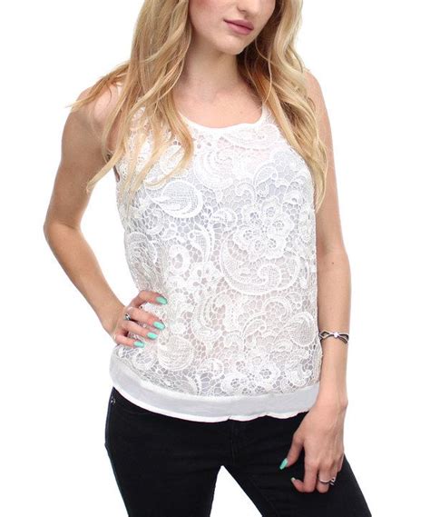 White Lace Tank Chiffon Tops Lace Tank Womens Wholesale Clothing