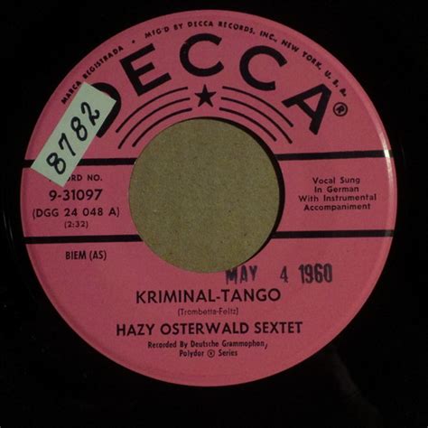 Hazy Osterwald Sextet Kriminal Tango Sechs Musikanten Vinyl Discogs