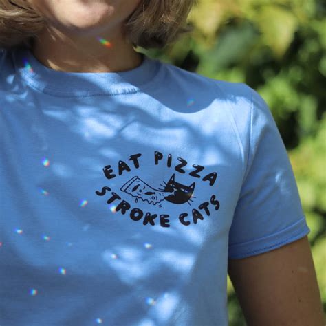 Eat Pizza Stroke Cats Screenprinted T Shirt By Nic Farrell