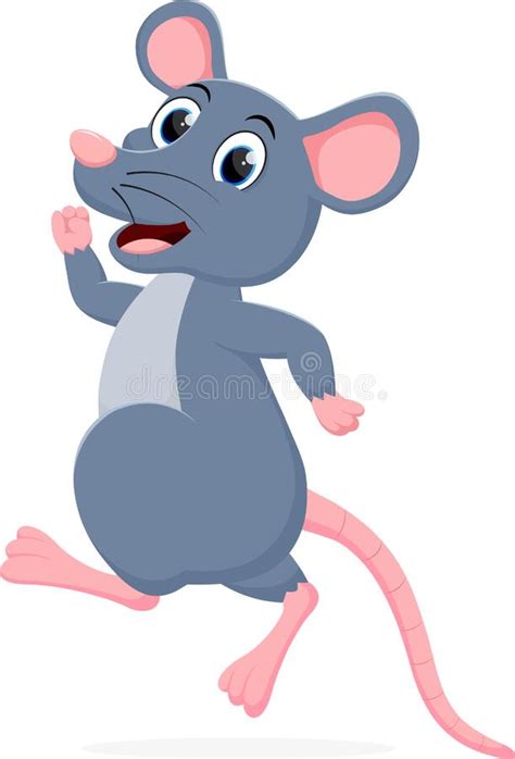 Happy Mouse Cartoon Isolated On White Background Stock Vector